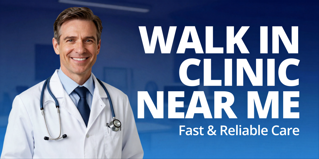 A modern medical clinic banner - How to find the best walk in clinic near me for fast relief.
